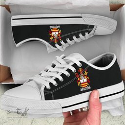 Irish Hare or O'Hare Coat of Arms Family Crest Ireland Low Top Shoes (Women's/Men's) Black/ White Irish Shoes