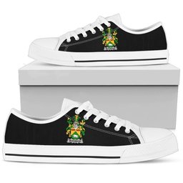 Irish McDonagh or McDonogh Coat of Arms Family Crest Ireland Low Top Shoes (Women's/Men's) Black/ White Irish Shoes