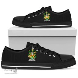 Irish McDonagh or McDonogh Coat of Arms Family Crest Ireland Low Top Shoes (Women's/Men's) Black/ White Irish Shoes