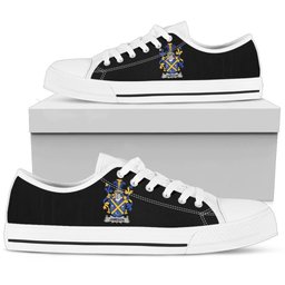 Irish Jameson Coat of Arms Family Crest Ireland Low Top Shoes (Women's/Men's) Black/ White Irish Shoes