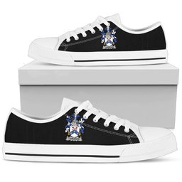 Irish Lonergan or O'Lonergan Coat of Arms Family Crest Ireland Low Top Shoes (Women's/Men's) Black/ White Irish Shoes