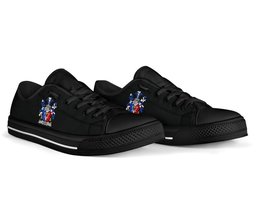 Irish Legg or Legge Coat of Arms Family Crest Ireland Low Top Shoes (Women's/Men's) Black/ White Irish Shoes