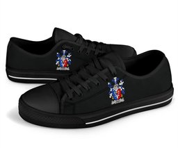 Irish Legg or Legge Coat of Arms Family Crest Ireland Low Top Shoes (Women's/Men's) Black/ White Irish Shoes