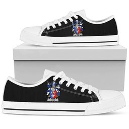Irish Legg or Legge Coat of Arms Family Crest Ireland Low Top Shoes (Women's/Men's) Black/ White Irish Shoes