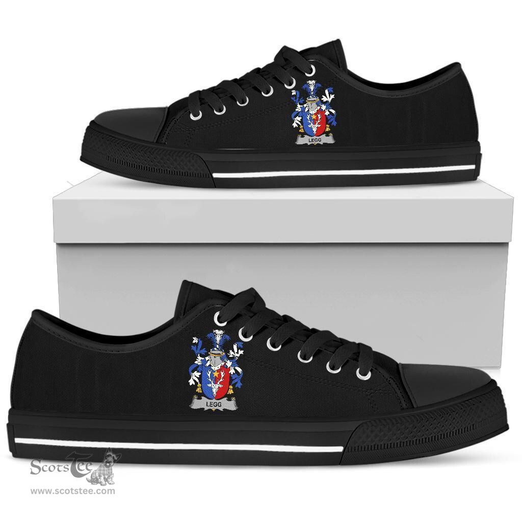Irish Legg or Legge Coat of Arms Family Crest Ireland Low Top Shoes (Women's/Men's) Black/ White Irish Shoes