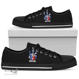 Irish Legg or Legge Coat of Arms Family Crest Ireland Low Top Shoes (Women's/Men's) Black/ White Irish Shoes