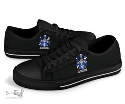 Irish McDowell Coat of Arms Family Crest Ireland Low Top Shoes (Women's/Men's) Black/ White Irish Shoes