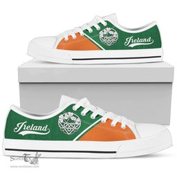 Irish Ireland Rising Low Top Shoes A16 Coat of Arms Family Crest Ireland Low Top Shoes (Women's/Men's) Black/ White Irish Shoes