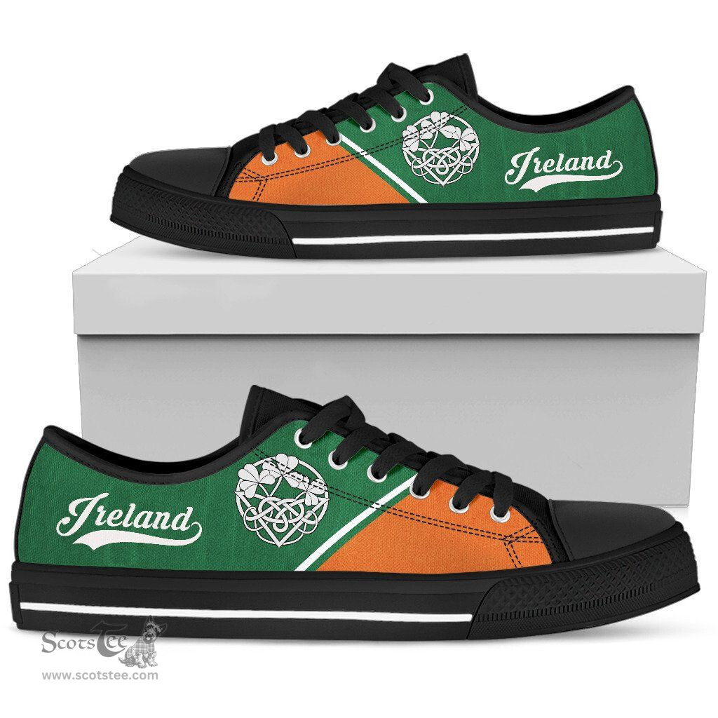 Irish Ireland Rising Low Top Shoes A16 Coat of Arms Family Crest Ireland Low Top Shoes (Women's/Men's) Black/ White Irish Shoes