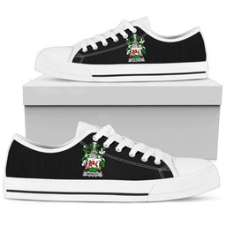 Irish McNulty Coat of Arms Family Crest Ireland Low Top Shoes (Women's/Men's) Black/ White Irish Shoes