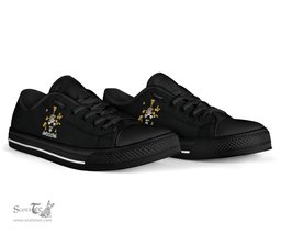 Irish Lyndon or Gindon Coat of Arms Family Crest Ireland Low Top Shoes (Women's/Men's) Black/ White Irish Shoes