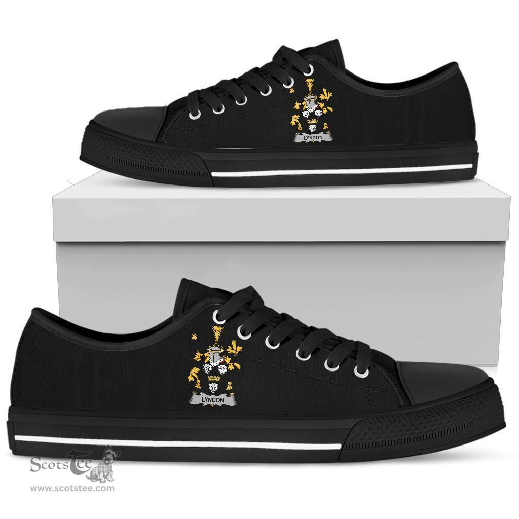 Irish Lyndon or Gindon Coat of Arms Family Crest Ireland Low Top Shoes (Women's/Men's) Black/ White Irish Shoes