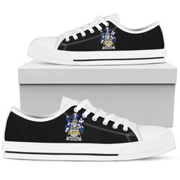 Irish McVeagh or McFingah Coat of Arms Family Crest Ireland Low Top Shoes (Women's/Men's) Black/ White Irish Shoes