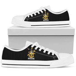 Irish Hickson Coat of Arms Family Crest Ireland Low Top Shoes (Women's/Men's) Black/ White Irish Shoes