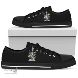 Irish James Coat of Arms Family Crest Ireland Low Top Shoes (Women's/Men's) Black/ White Irish Shoes