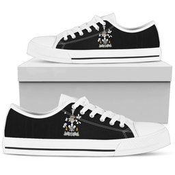 Irish Ley Coat of Arms Family Crest Ireland Low Top Shoes (Women's/Men's) Black/ White Irish Shoes