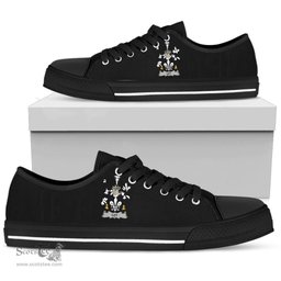 Irish Ley Coat of Arms Family Crest Ireland Low Top Shoes (Women's/Men's) Black/ White Irish Shoes