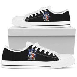 Irish Holligan or O'Halligan Coat of Arms Family Crest Ireland Low Top Shoes (Women's/Men's) Black/ White Irish Shoes