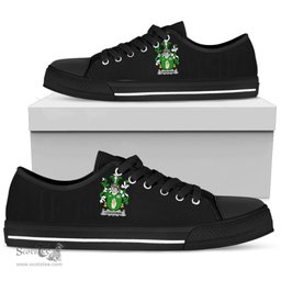 Irish Loughnan or O'Loughnan Coat of Arms Family Crest Ireland Low Top Shoes (Women's/Men's) Black/ White Irish Shoes