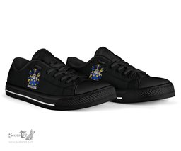Irish Hilliard Coat of Arms Family Crest Ireland Low Top Shoes (Women's/Men's) Black/ White Irish Shoes