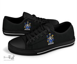 Irish Hilliard Coat of Arms Family Crest Ireland Low Top Shoes (Women's/Men's) Black/ White Irish Shoes