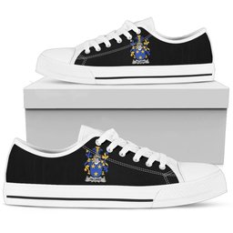 Irish Hilliard Coat of Arms Family Crest Ireland Low Top Shoes (Women's/Men's) Black/ White Irish Shoes