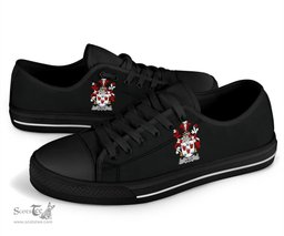Irish Lally or O'Mullally Coat of Arms Family Crest Ireland Low Top Shoes (Women's/Men's) Black/ White Irish Shoes