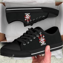 Irish Lally or O'Mullally Coat of Arms Family Crest Ireland Low Top Shoes (Women's/Men's) Black/ White Irish Shoes