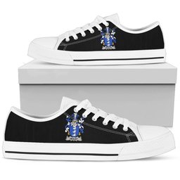 Irish Healey or O'Healey Coat of Arms Family Crest Ireland Low Top Shoes (Women's/Men's) Black/ White Irish Shoes