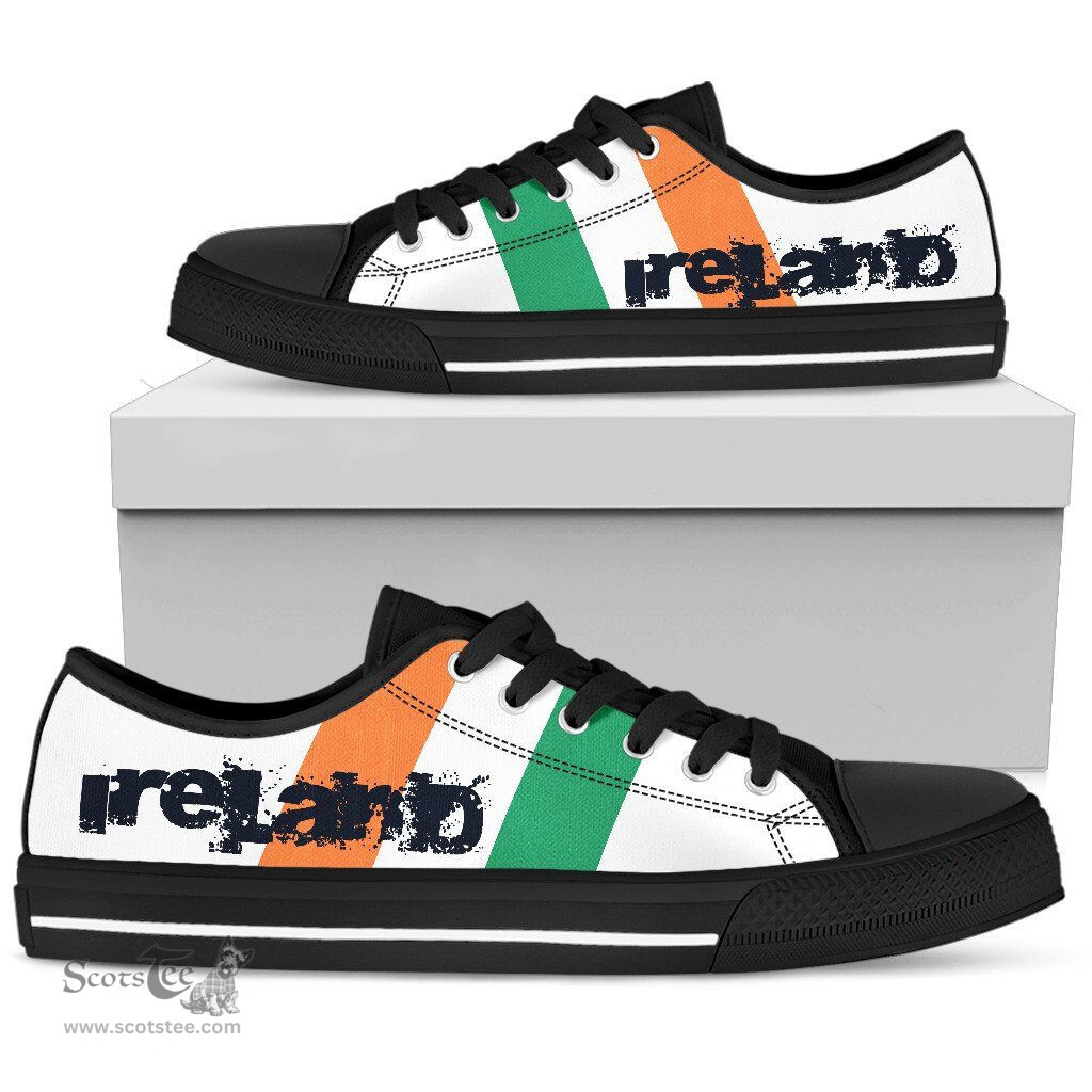 Irish Ireland Flag (Men's/Women's) Canvas Shoes A2 Coat of Arms Family Crest Ireland Low Top Shoes (Women's/Men's) Black/ White Irish Shoes