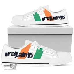 Irish Ireland Flag (Men's/Women's) Canvas Shoes A2 Coat of Arms Family Crest Ireland Low Top Shoes (Women's/Men's) Black/ White Irish Shoes