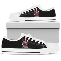 Irish Micklethwait Coat of Arms Family Crest Ireland Low Top Shoes (Women's/Men's) Black/ White Irish Shoes
