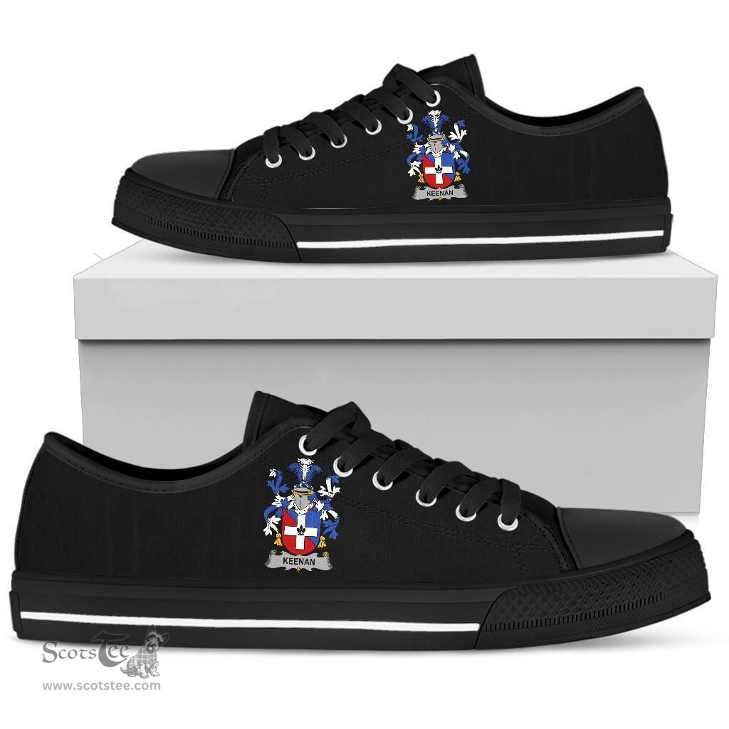 Irish Keenan or O'Kinahan Coat of Arms Family Crest Ireland Low Top Shoes (Women's/Men's) Black/ White Irish Shoes