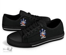 Irish Leigh or McLaeghis Coat of Arms Family Crest Ireland Low Top Shoes (Women's/Men's) Black/ White Irish Shoes