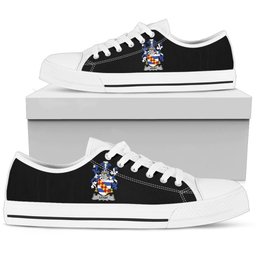 Irish Leigh or McLaeghis Coat of Arms Family Crest Ireland Low Top Shoes (Women's/Men's) Black/ White Irish Shoes