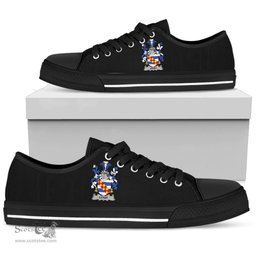 Irish Leigh or McLaeghis Coat of Arms Family Crest Ireland Low Top Shoes (Women's/Men's) Black/ White Irish Shoes