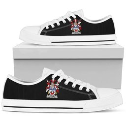 Irish Litton Coat of Arms Family Crest Ireland Low Top Shoes (Women's/Men's) Black/ White Irish Shoes