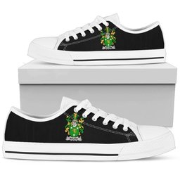 Irish Malone or O'Malone Coat of Arms Family Crest Ireland Low Top Shoes (Women's/Men's) Black/ White Irish Shoes