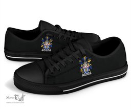 Irish Hoolihan or O'Holohan Coat of Arms Family Crest Ireland Low Top Shoes (Women's/Men's) Black/ White Irish Shoes