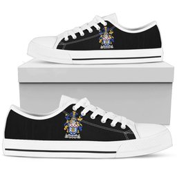 Irish Hoolihan or O'Holohan Coat of Arms Family Crest Ireland Low Top Shoes (Women's/Men's) Black/ White Irish Shoes