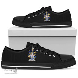 Irish Hoolihan or O'Holohan Coat of Arms Family Crest Ireland Low Top Shoes (Women's/Men's) Black/ White Irish Shoes