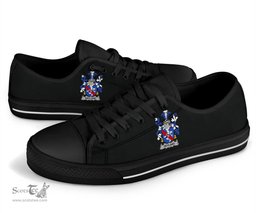 Irish Heyland Coat of Arms Family Crest Ireland Low Top Shoes (Women's/Men's) Black/ White Irish Shoes