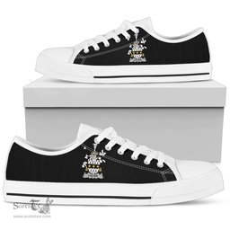Irish Lyster Coat of Arms Family Crest Ireland Low Top Shoes (Women's/Men's) Black/ White Irish Shoes