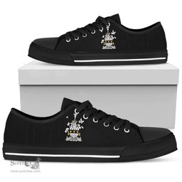 Irish Lyster Coat of Arms Family Crest Ireland Low Top Shoes (Women's/Men's) Black/ White Irish Shoes
