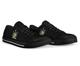 Irish Harding Coat of Arms Family Crest Ireland Low Top Shoes (Women's/Men's) Black/ White Irish Shoes