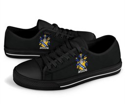 Irish Harding Coat of Arms Family Crest Ireland Low Top Shoes (Women's/Men's) Black/ White Irish Shoes