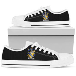 Irish Harding Coat of Arms Family Crest Ireland Low Top Shoes (Women's/Men's) Black/ White Irish Shoes