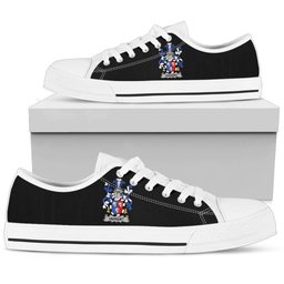 Irish Herbert Coat of Arms Family Crest Ireland Low Top Shoes (Women's/Men's) Black/ White Irish Shoes