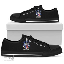 Irish Herbert Coat of Arms Family Crest Ireland Low Top Shoes (Women's/Men's) Black/ White Irish Shoes