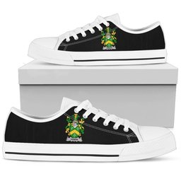 Irish Homan or Howman Coat of Arms Family Crest Ireland Low Top Shoes (Women's/Men's) Black/ White Irish Shoes